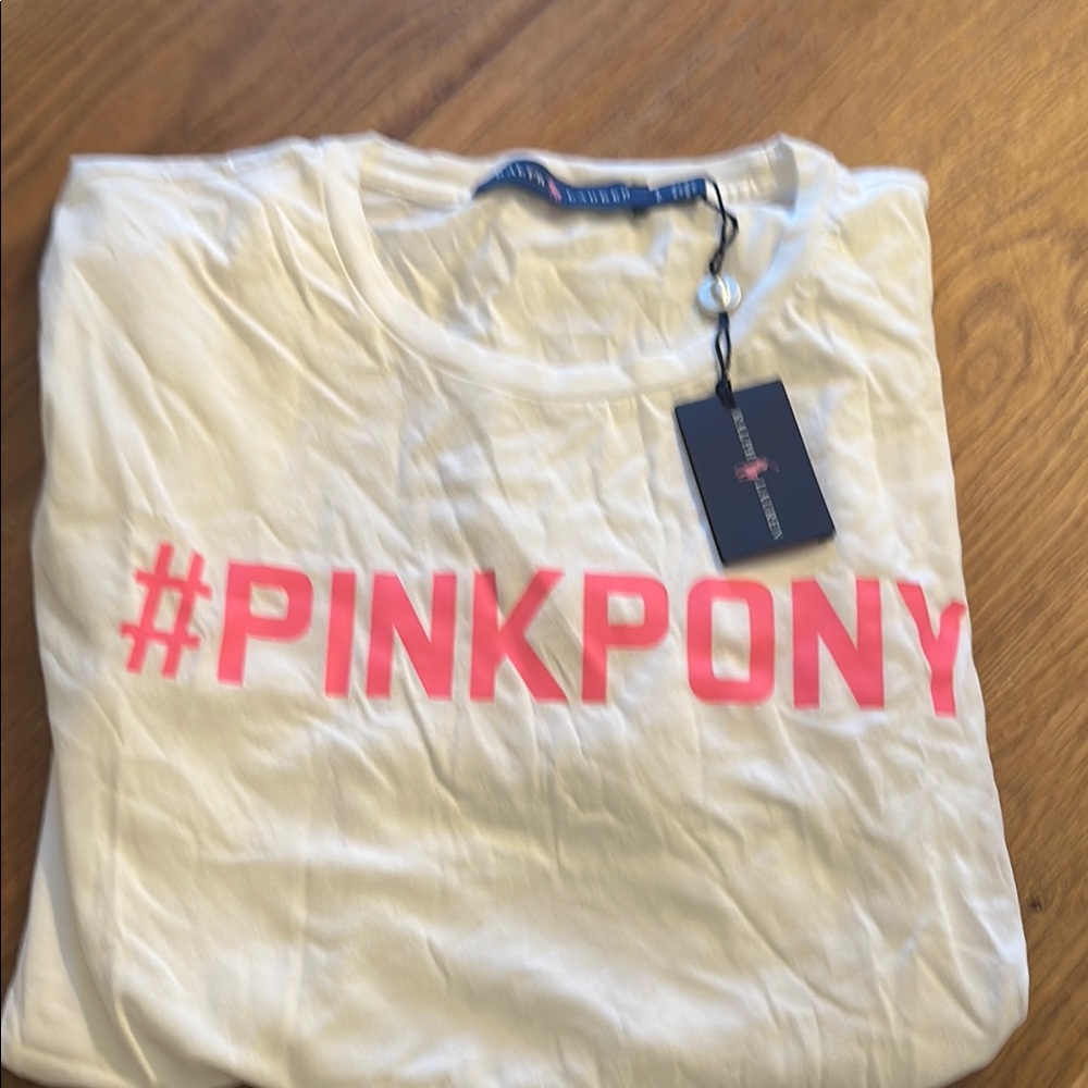 Ralph Lauren White Tee with Pink Print